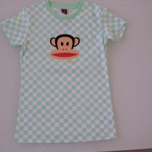 GENUINE PAUL FRANK CHECKERBOARD JULIUS T-SHIRT GREEN AND WHITE